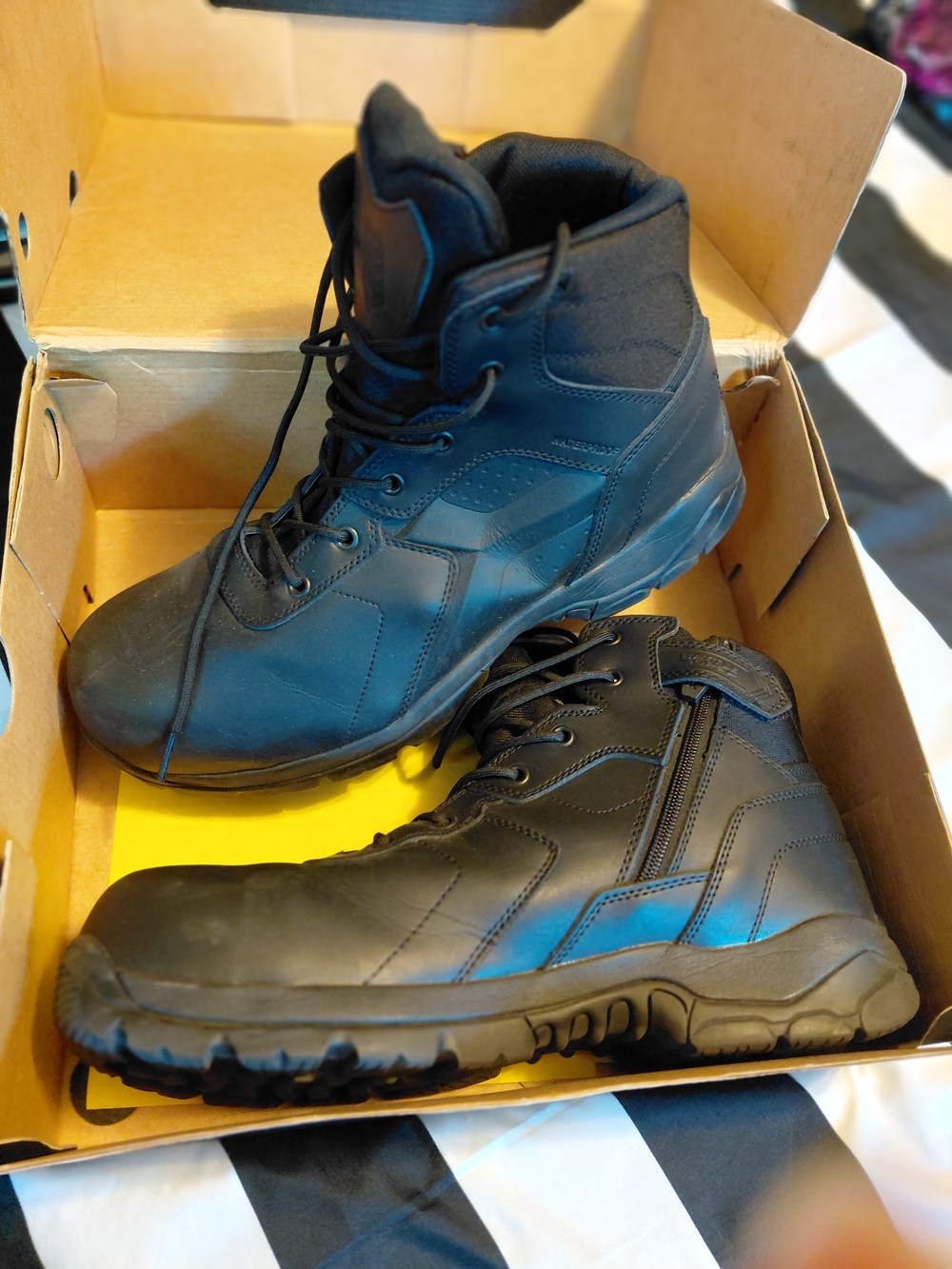Men's Black Tactical Zip-Front Boots
